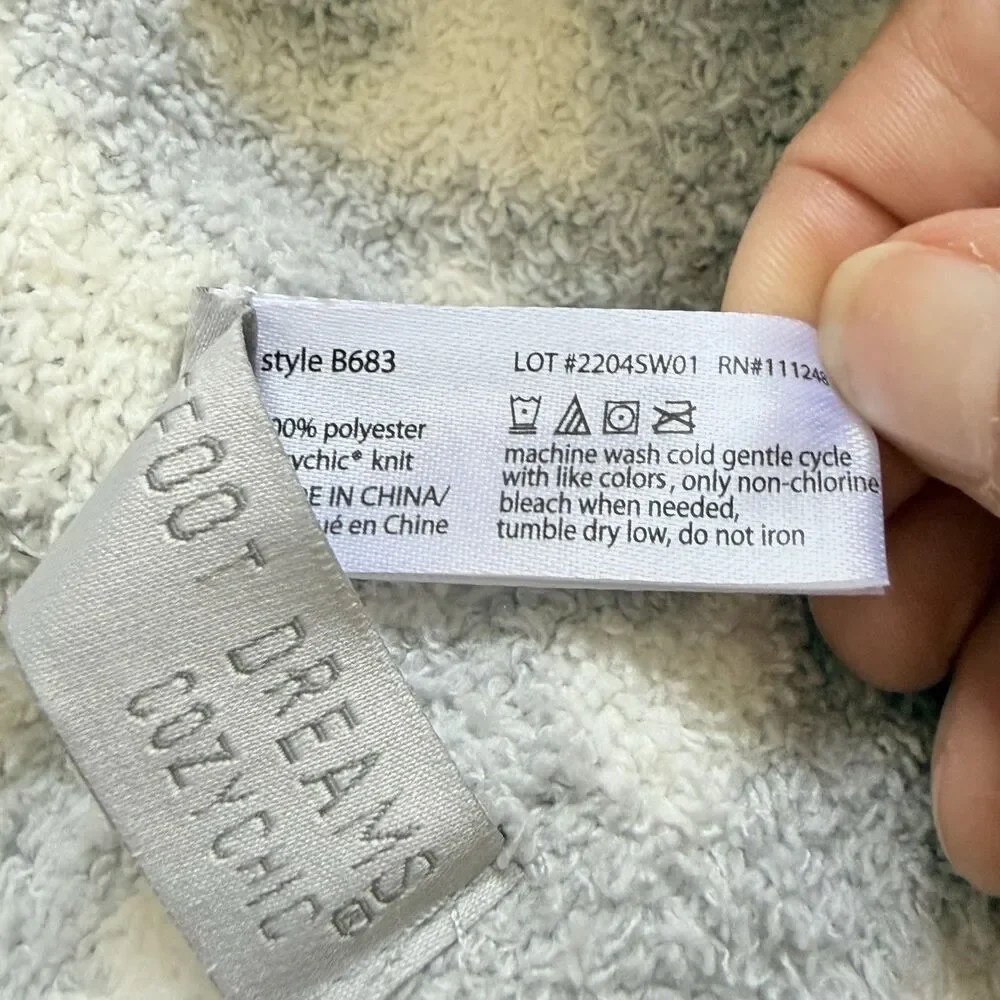 Barefoot Dreams CozyChic In The Wild Baby Blanket Gray & Cream 30”x32” New